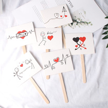 Cake decoration trembles with baking plug-in black and white series Love English happy birthday love cake plug card