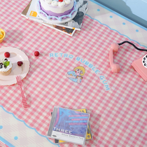American retro plaid bubble gum table mat disposable PVC tablecloth coffee table mat soft glass student dormitory desk