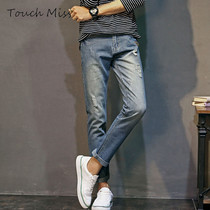 TOUCH MISS2021 new mens jeans fashion simple casual all-match Korean slim small pants men