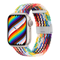 Apple Watch7 tape iWatch6 color-woven single ring apples 5 4 3-generation watch SE rainbow sports breathable S7 new 45 for male and female students