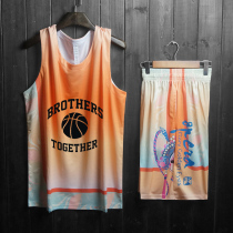 diy basketball suit suit mens vest sports uniform summer sleeveless training gradient loose jersey custom printing