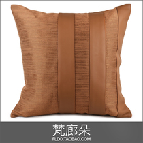 Fanlang Duo Model Room Cushion Home Soft Clothes Pillow Bag Simple Metropolis Modern Vertical Strip Leather Orange New