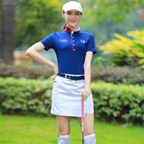 Golf clothing womens golf set womens fashion Korean version of womens collar short sleeve sports pleated skirt 31