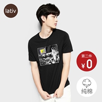 lativ men MTV short sleeve genuine IP cotton print T-shirt spring and summer new pop music half sleeve mens