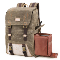 Qiguxi oil wax shoulder camera bag multifunctional professional Canon SLR backpack retro canvas micro camera bag