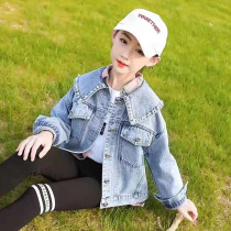 Girls denim jacket fashionable childrens autumn clothes New Chinese childrens spring and autumn coat childrens jeans 6-10 years old female