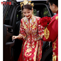 Pan Gold Embroidered and Costume Bride 2022 New wedding Chinese Wedding Dress Dragon Pineapples Vest Show and Festive Clothes