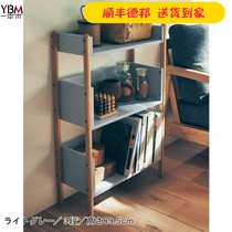 Japanese ins shelf storage rack Partition flower rack Entrance living room Floor storage rack Bookshelf Solid wood multi-layer