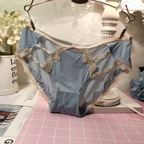 Full 4 minus 15 ice silk incognito soft and comfortable lace panties Female bow cotton briefs head