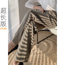 Thick tall autumn and winter lengthy womens trousers woolen wide legs loose straight trousers casual 175 high waist herringbone trousers