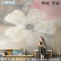 Nordic Hand Painted Abstract White Flowers Oil Painting Living Room TV Background Wall Paper Seamless Sofa Wallpaper Mural Wall Cloth