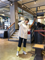 BORAKOO Korea East Gate Chun BAO WEN collar white A- shaped doll loose medium long shirt