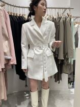 F THREE spring and autumn 2021 New retro tie belt suit loose celebrity niche dress children 2807