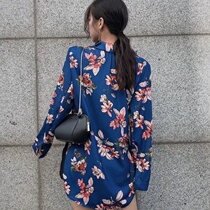 Loose split shirt lace long sleeve chiffon print shirt blazer jacket top women women 2021 summer New