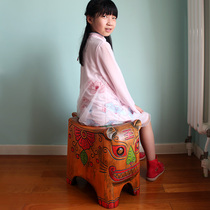 Solid Wood small stool home adult sturdy animal retro shoe stool porch storage stool bench storage stool can sit