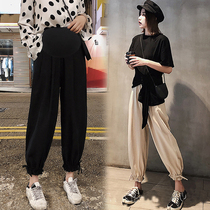 (Broken code clearance) pregnant pants summer thin fashion tide mom Harlan pants loose casual wide leg pants outside wear