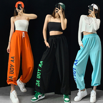 European and American ins hip hop jazz street dance sports pants female spring and autumn easy letters bunch foot Harun pants casual wee pants