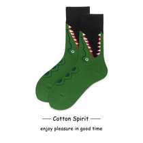 Cotton Spirit Longstocking Men's Street ins Trend Women's Socks Green Cartoon Crocodile Korean Sports Skateboard