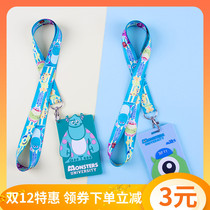 Bus card set lanyard creative Monster University big-eyed hair strange student citizen card hanging neck badge badge set soft