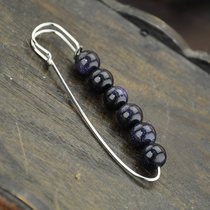 Retro starry sky blue sandstone brooch pin sweater scarf accessories National style Korean fashion men and women handmade accessories