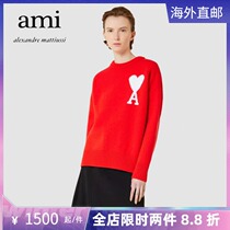 Ami Paris 21 Autumn Winter New Li Yi Peak Identical round neckline sweater male and female with large loving sweater knitted sweater