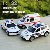 1:32 police car alloy simulation car model public security alloy car model childrens toy return car inertia car car