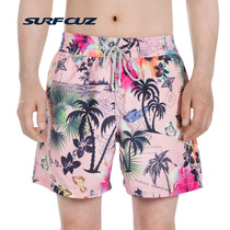 surfcuz tropical plants beach pants men quick dry seaside resort spa swimming shorts men loose