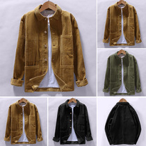 Men Long Sleeve Casual Solid Color Corduroy Shirt mens Shirt