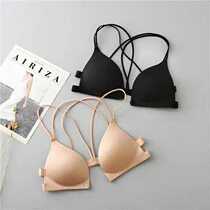 Clearance Beauty Back Underwear Mango Cup Women Gather Front Buckle Sexy Small Chest Bra Cross Strap No Trace No Steel Ring Bra