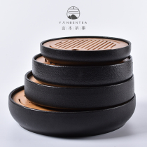 Speech This Day Style Zen Wind Black Pottery Dry Bubble Pan Ceramic Kutian Tea Furniture Household Brief Tea Tray Tea Sea Storage Water Tray