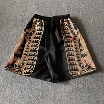 Cloud decoration totem original ethnic style womens handmade embroidery plate Jintanglong casual loose wide-legged shorts all-match