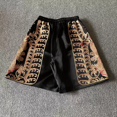 Cloud decoration totem original ethnic style women's handmade embroidery plate Jintanglong casual loose wide-legged shorts all-match