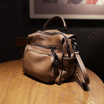 Gustson Slave Genuine Leather Small Bag Double Shoulder Bag Woman Casual Single Shoulder Bag Soft Leather Iron Chain Han Version Backpack