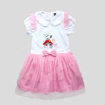 2022 Summer Clothing Girl Full Cotton Short Sleeves Lace Dress Dress Dress Children Princess Splicing Dresses Dresses
