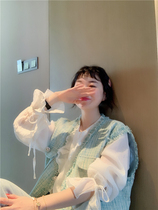 Special BORAKOO Korea East Gate Xia Xianxian White ultra-thin cotton yarn ruffled doll shirt