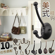 American vintage clothes adhesive hook on a single shoe cabinet wardrobe Wall Wall perforated black clothes hook