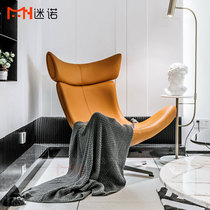 Nordic Designer Light Extravagant Creativity Genuine Leather Sofa Chair Small Family style Style Board Room Swivel Casual Balcony Sloth Deck Chair