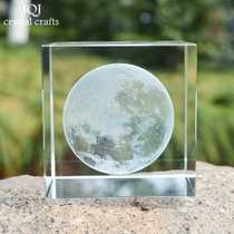 6cm Crystal Cube Moon Interior Engraving Cube White Crystal Plant Specimen Birthday Gift Creative Gift