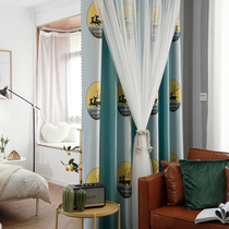 Curtain 2020 new bedroom Nordic simple hipster blackout ins Princess wind Net red double fabric yarn