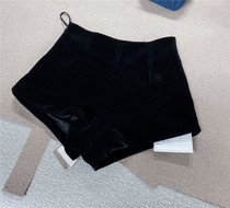 2022 Spring and autumn new Euro-goods Ins wind polo 100 lap high waist velvet a short fur hot pants woman