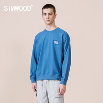  Simwood Jianmu mens clothing 2021 autumn new casual round neck embroidered top long-sleeved pullover mens sweater