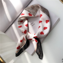 2020 spring and autumn air quality love thousand bird grid Korean decorative silk scarf womens small square scarf scarf