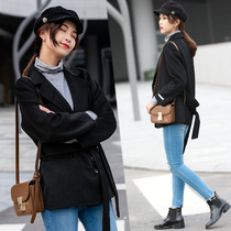 Double-sided cashmere big coat female short suit black high-end fur coat female wool what about the anti-season?