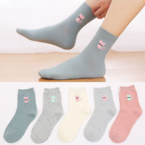 Spring Summer Sox children Han version of pure cotton midbarrel socks Four Seasons Antibacterial and anti-sweat Japan Faculty Wind Long cylinder Sox women