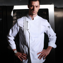 Hotel chef clothing high-end autumn and winter restaurant kitchen dining chef chef overalls men long sleeve white