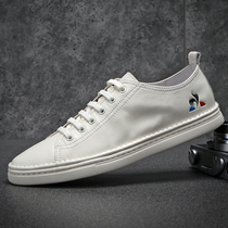 European Station New Genuine Leather Small White Shoes Mens Summer Breathable Men Casual Shoes 100 Hitchhiking Shoes Mens Korean Version Trendy Shoes