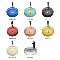  Bowiya sanitary ware Hotel light luxury die-casting blue glass wash basin combination bathroom sink basin