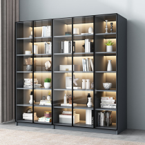 Bookshelf modern simple glass door bookcase floor against wall display cabinet custom combination bookcase light luxury storage cabinet