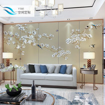New Chinese Magnolia Flower and Bird Art Hard Bag Living Room Bedroom Custom TV Hotel Background Wall Soft Bag Hard Bag Decoration