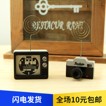 Retro photo holder creative stationery desktop message holder business card holder note clip resin cute small ornaments note holder